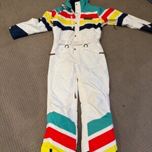Shinesty Oosc Rainbow White Insulated Ski Suit Women's Large- Like New!